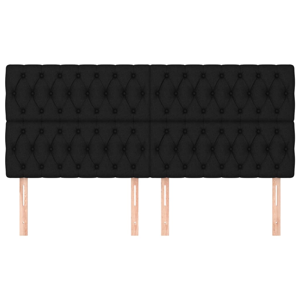 Headboards 4 pcs Black 100x7x78/88 cm Fabric