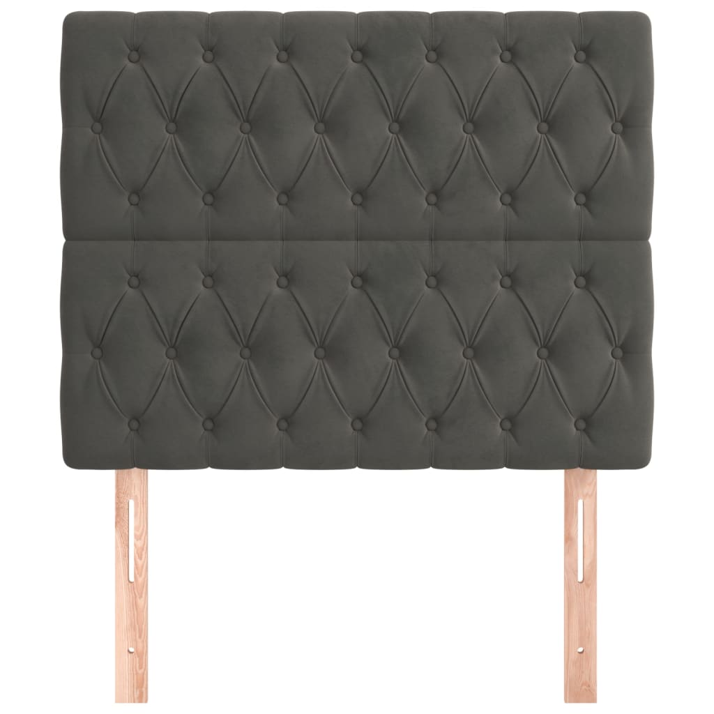 Headboards 2 pcs Dark Grey 100 cm Velvet