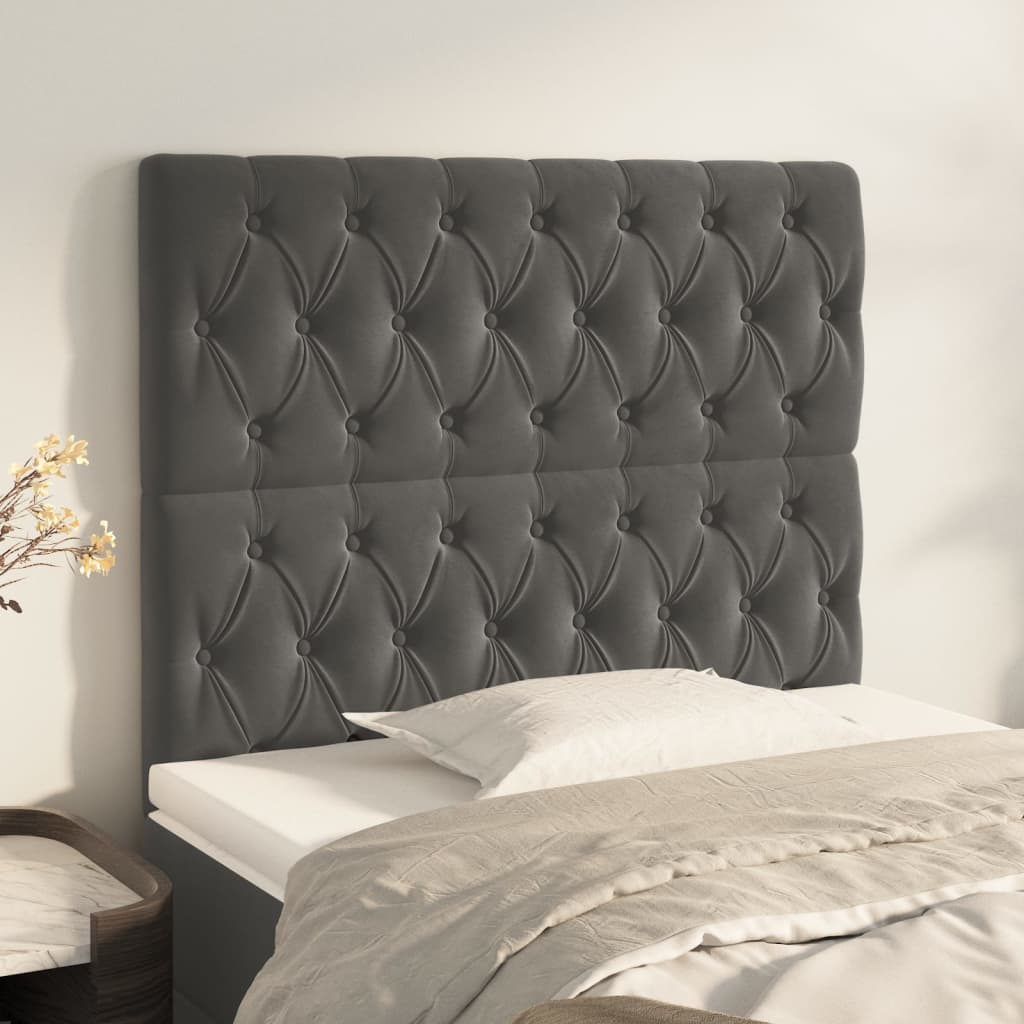 Headboards 2 pcs Dark Grey 100 cm Velvet