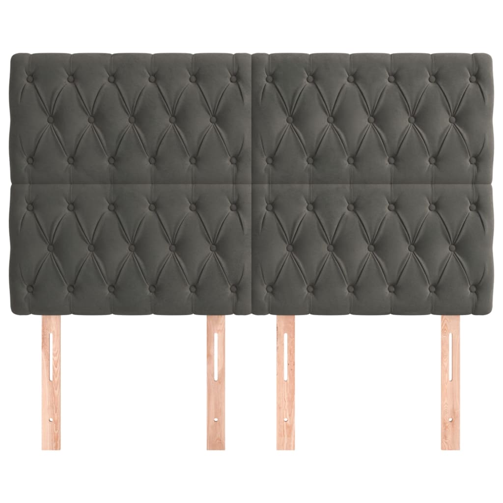 Headboards 4 pcs Dark Grey 72x7x78/88 cm Velvet