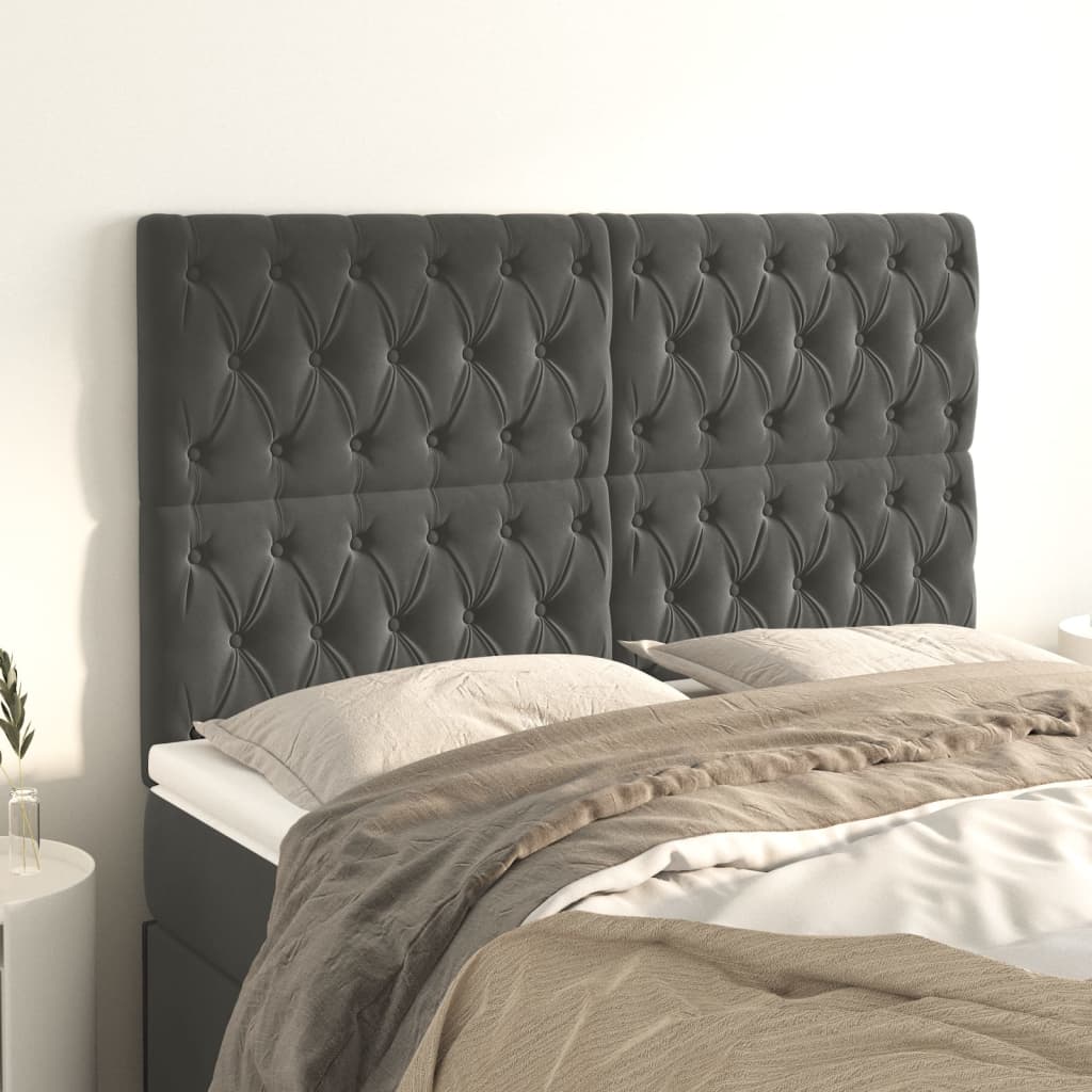 Headboards 4 pcs Dark Grey 72x7x78/88 cm Velvet