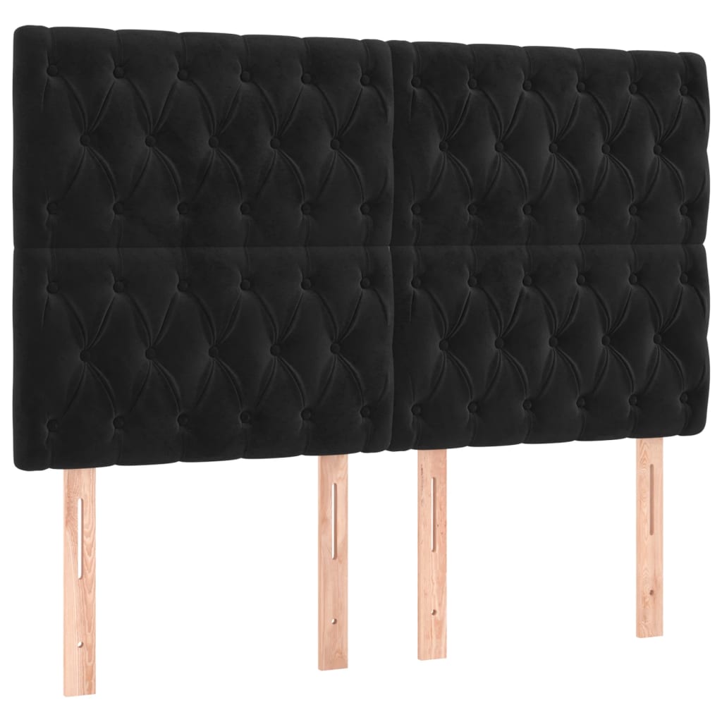 Headboards 4 pcs Black 80x7x78/88 cm Velvet