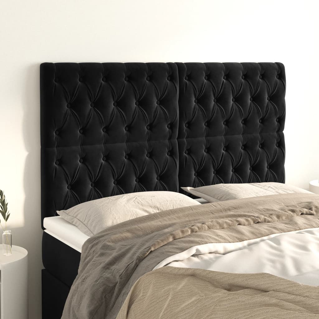 Headboards 4 pcs Black 80x7x78/88 cm Velvet