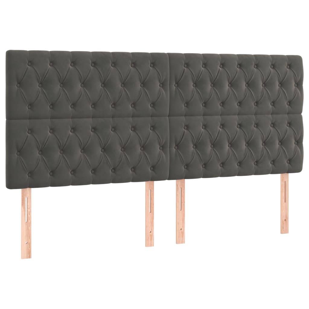 Headboards 4 pcs Dark Grey 100 cm Velvet