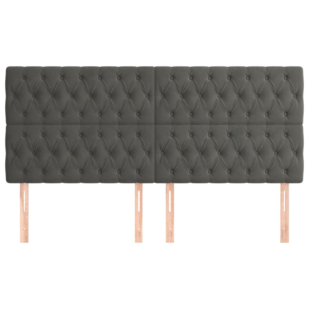 Headboards 4 pcs Dark Grey 100 cm Velvet