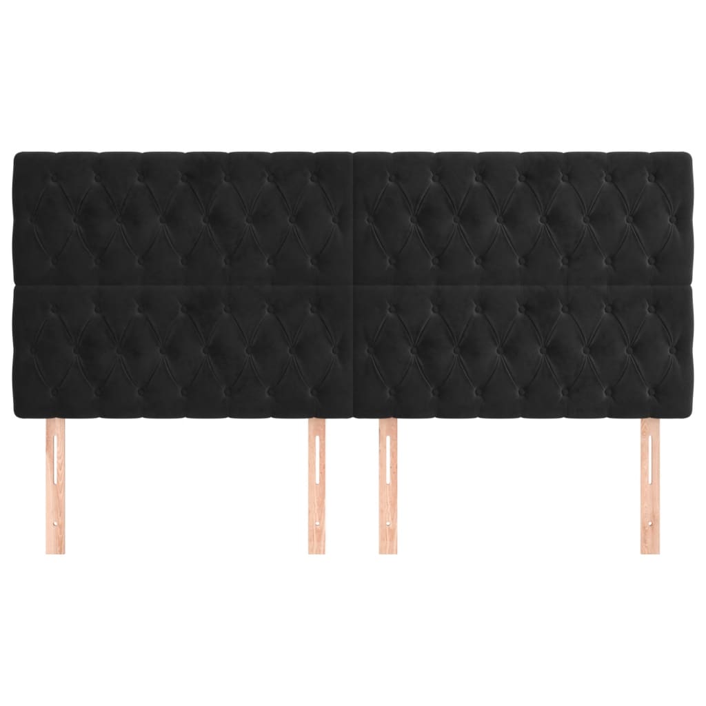 Headboards 4 pcs Black 100 cm Velvet