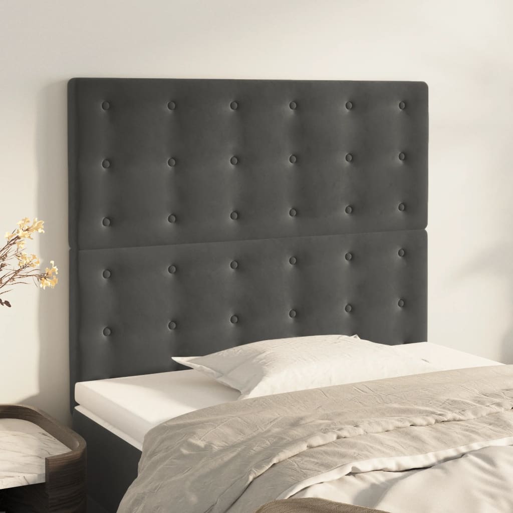 Headboards 2 pcs Dark Grey 100x5x78/88 cm Velvet