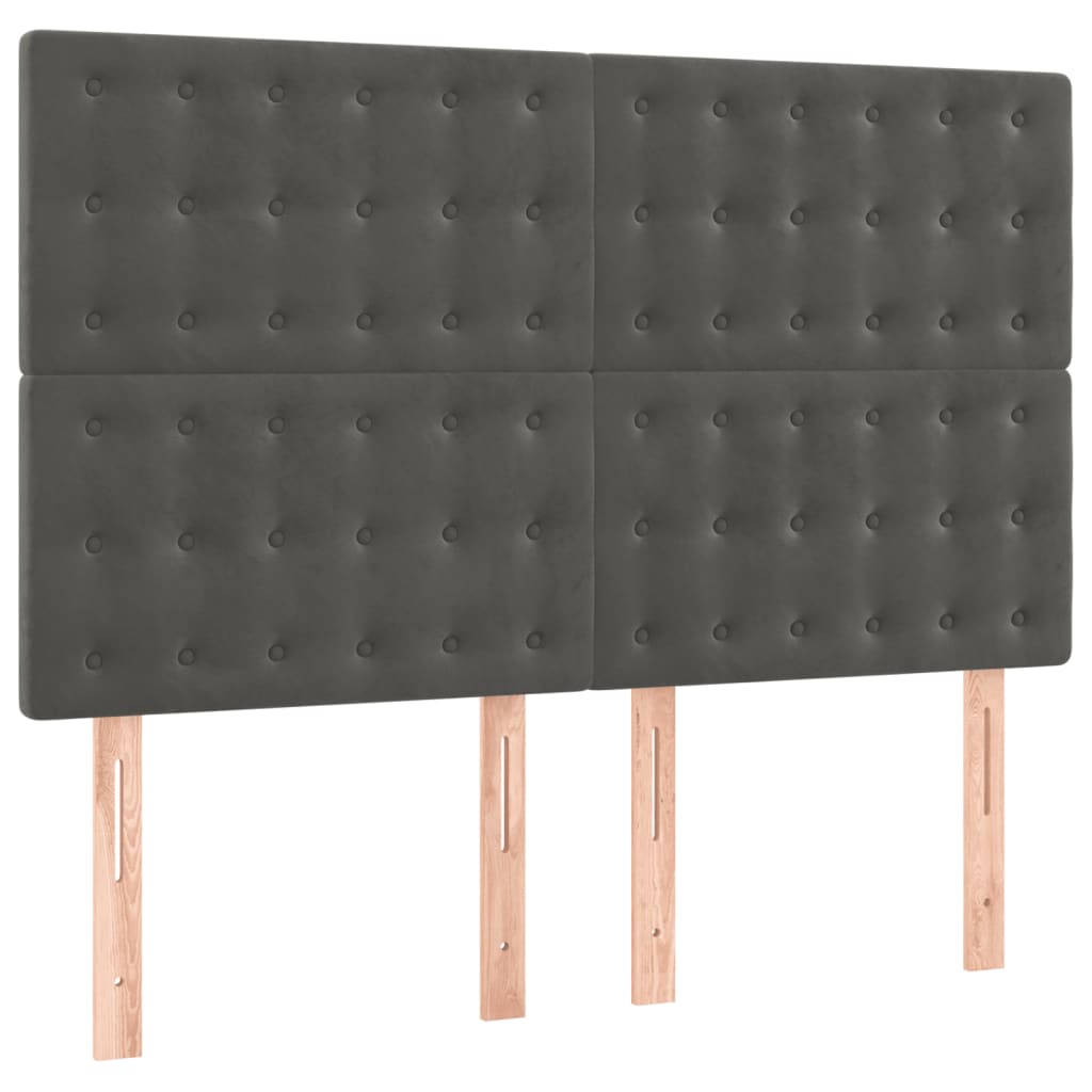 Headboards 4 pcs Dark Grey 72x5x78/88 cm Velvet