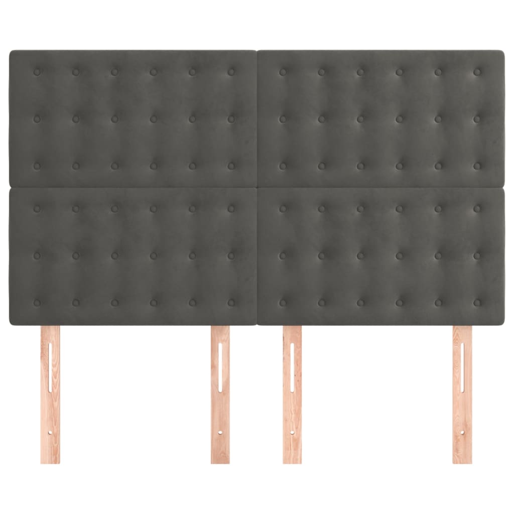 Headboards 4 pcs Dark Grey 72x5x78/88 cm Velvet