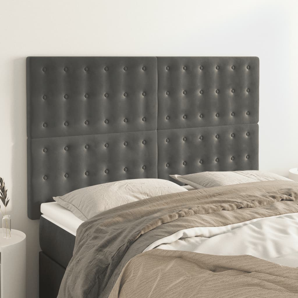 Headboards 4 pcs Dark Grey 72x5x78/88 cm Velvet