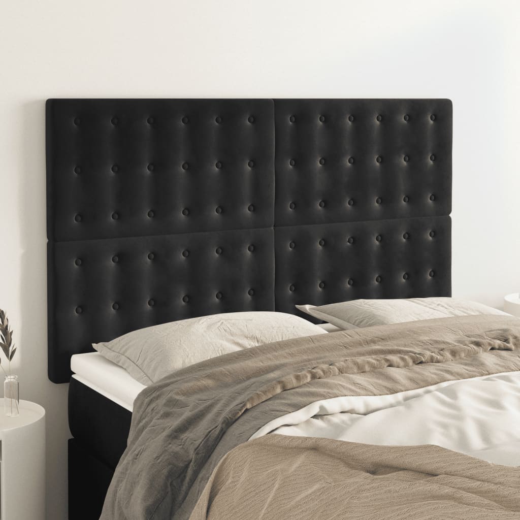 Headboards 4 pcs Black 72x5x78/88 cm Velvet