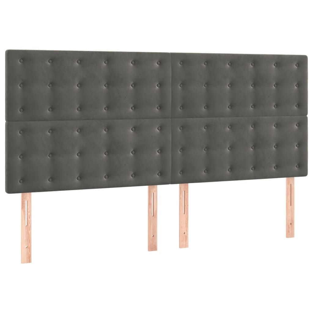 Headboards 4 pcs Dark Grey 80x5x78/88 cm Velvet