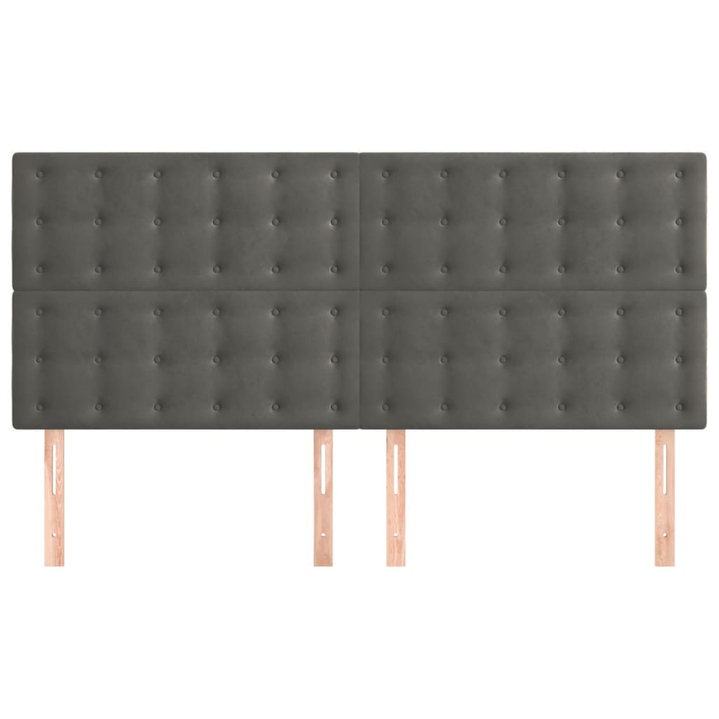 Headboards 4 pcs Dark Grey 80x5x78/88 cm Velvet