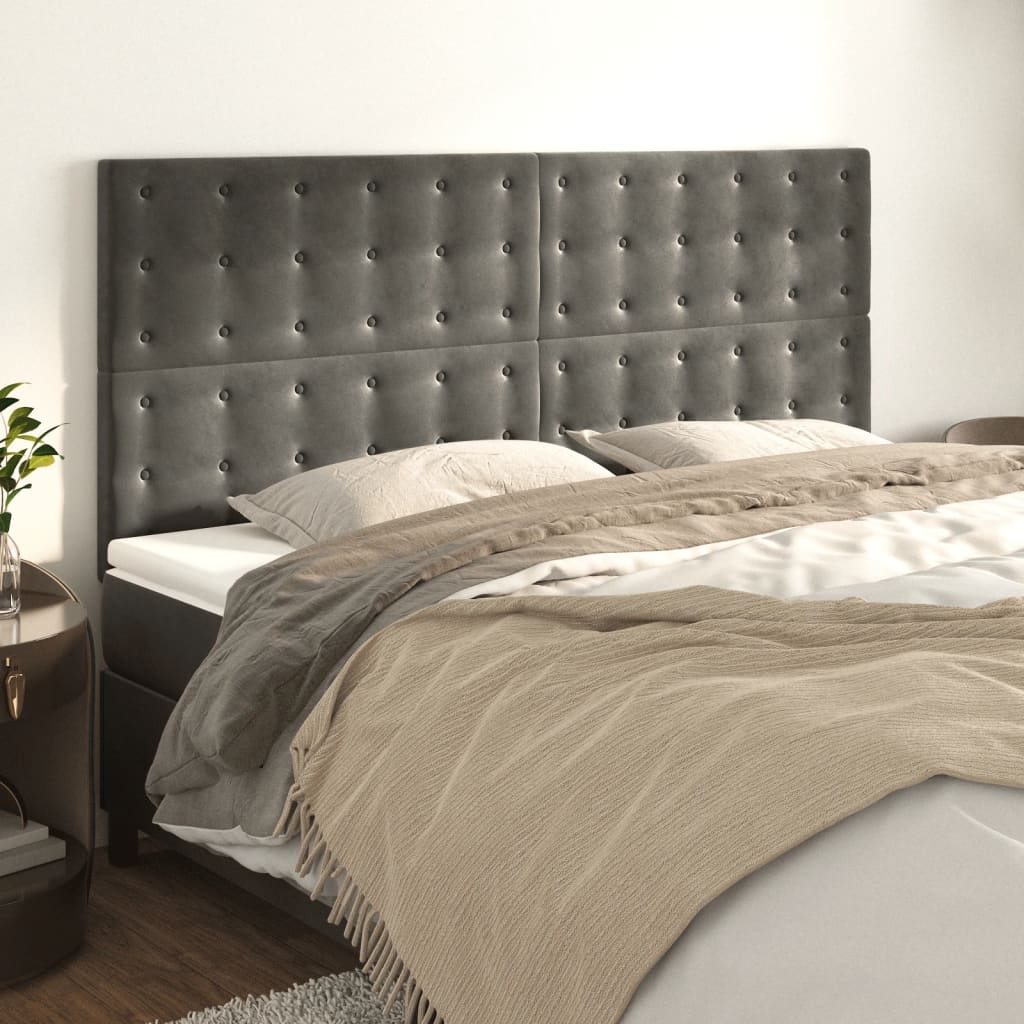 Headboards 4 pcs Dark Grey 80x5x78/88 cm Velvet