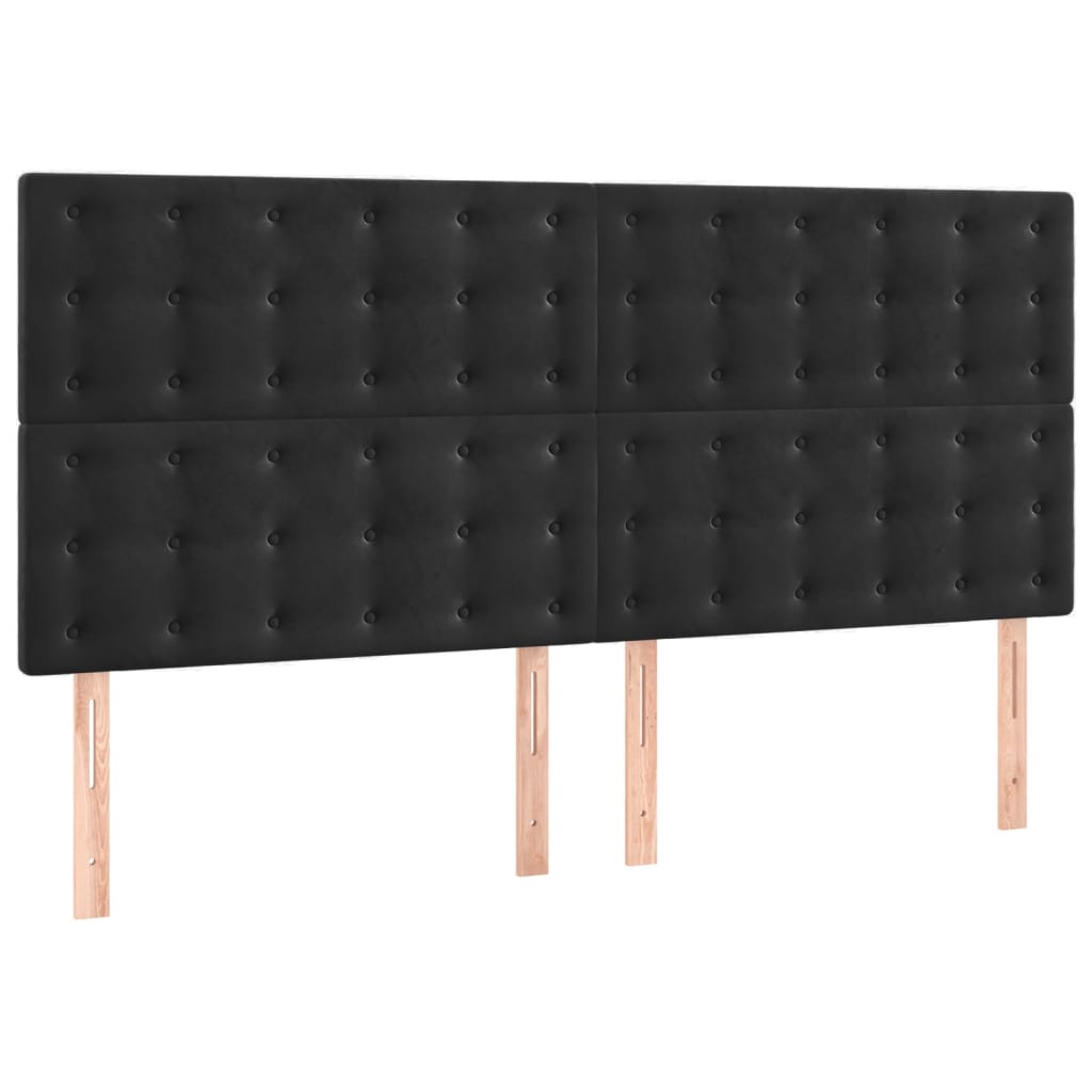 Headboards 4 pcs Black 80x5x78/88 cm Velvet