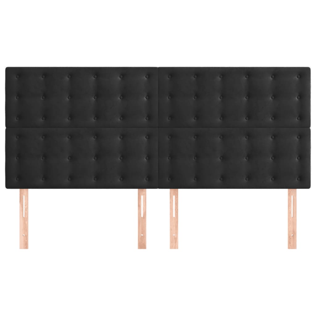 Headboards 4 pcs Black 80x5x78/88 cm Velvet