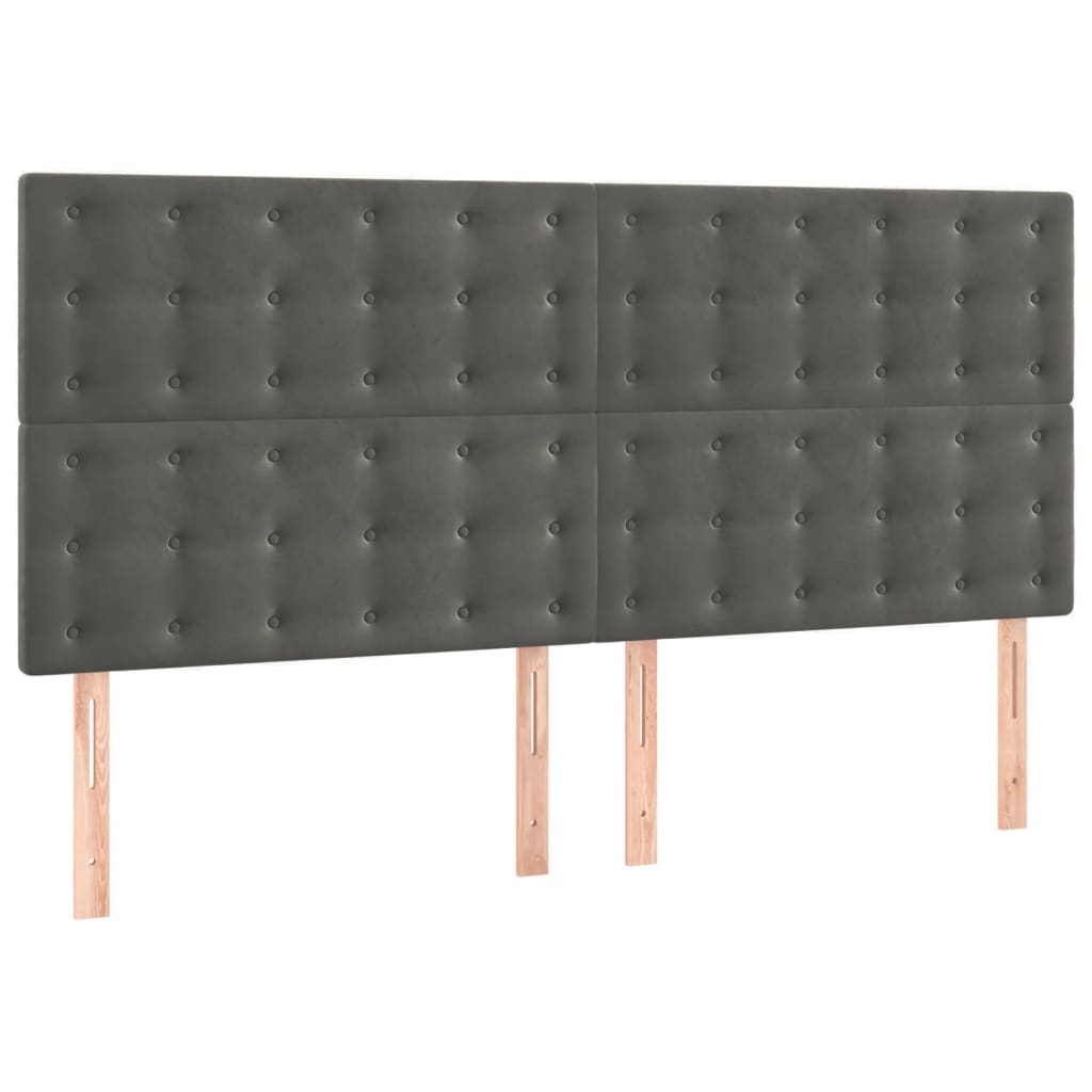 Headboards 4 pcs Dark Grey 100 cm Velvet