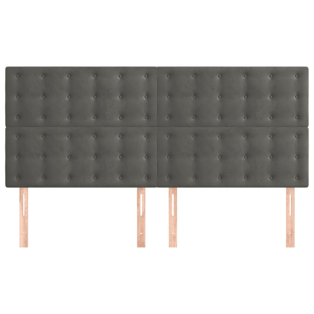 Headboards 4 pcs Dark Grey 100 cm Velvet