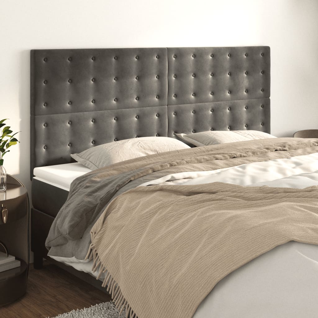 Headboards 4 pcs Dark Grey 100 cm Velvet