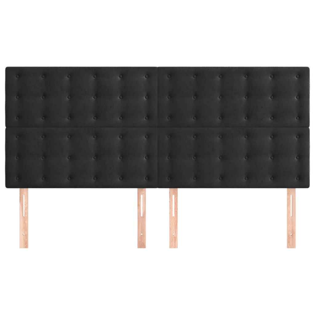 Headboards 4 pcs Black 100x5x78/88 cm Velvet