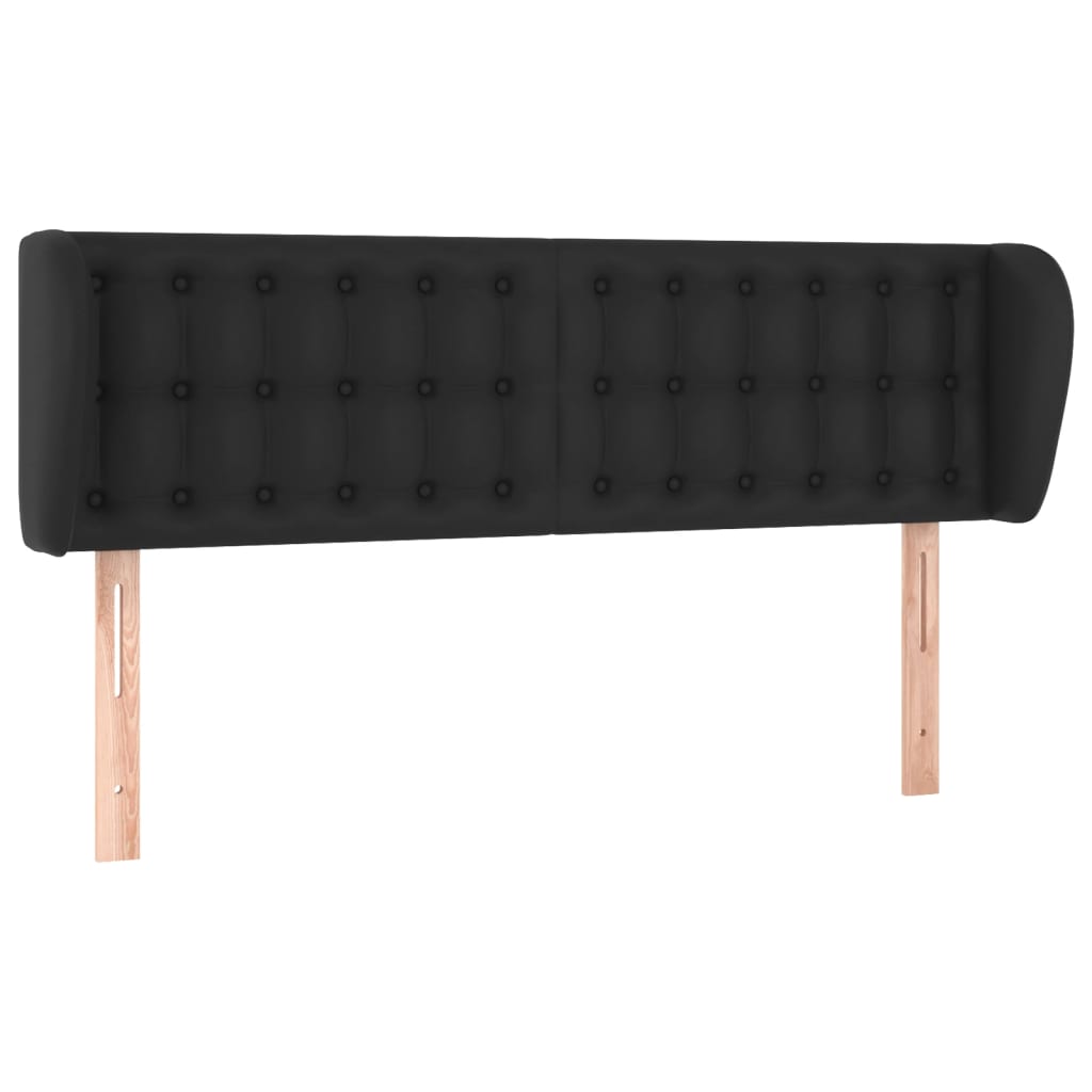 Headboard with Ears Black 147x23x78/88 cm Faux Leather