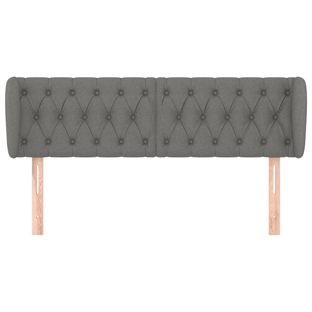 Headboard with Ears Dark Grey 147x23x78/88 cm Fabric