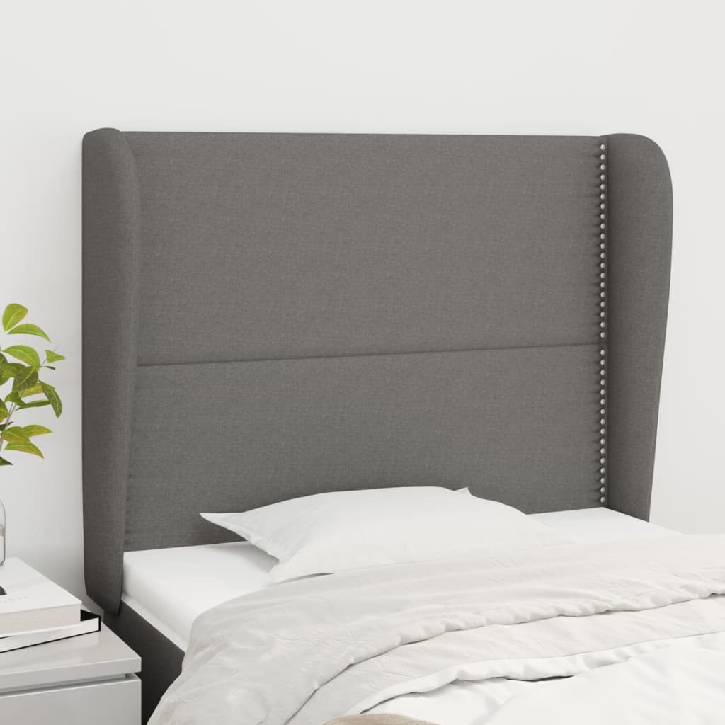 Headboard with Ears Dark Grey 83 cm Fabric