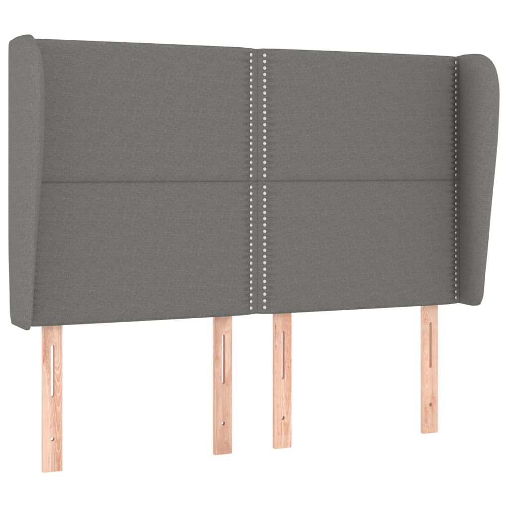 Headboard with Ears Dark Grey 147 cm Fabric