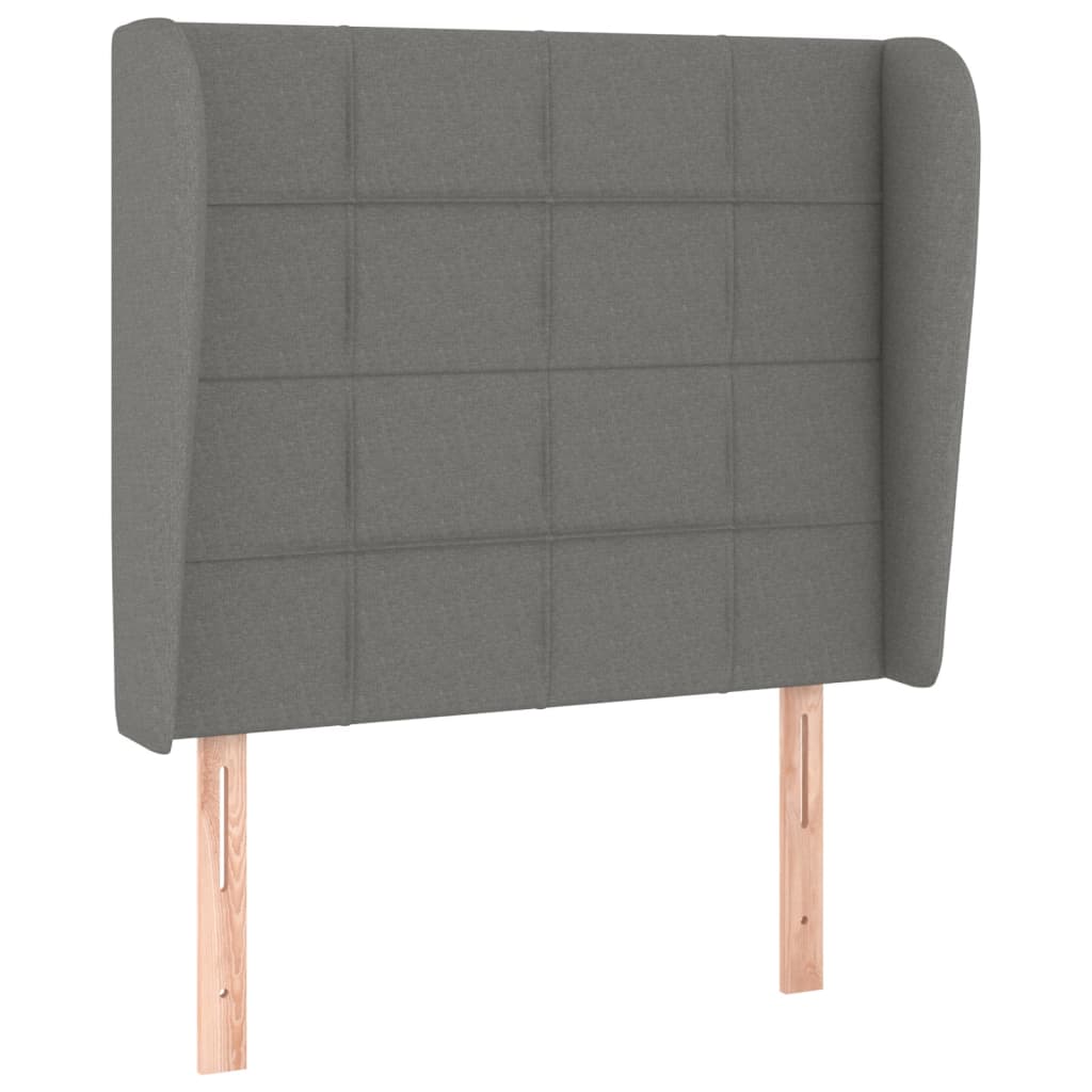 Headboard with Ears Dark Grey 103 cm Fabric