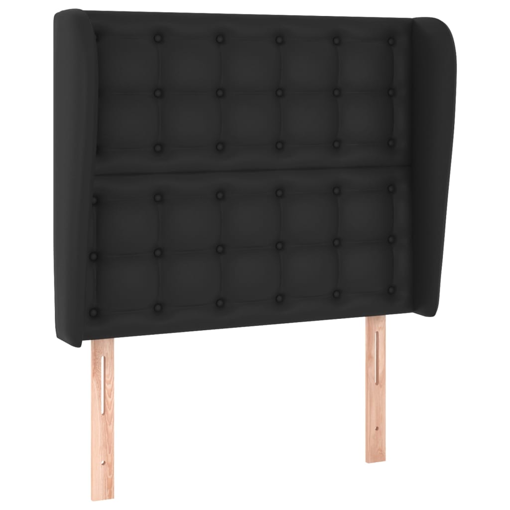 Headboard with Ears Black 83 cm Faux Leather