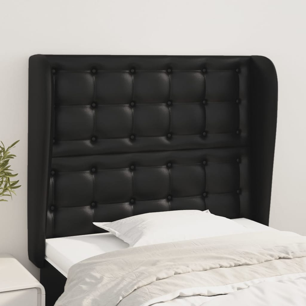 Headboard with Ears Black 83 cm Faux Leather