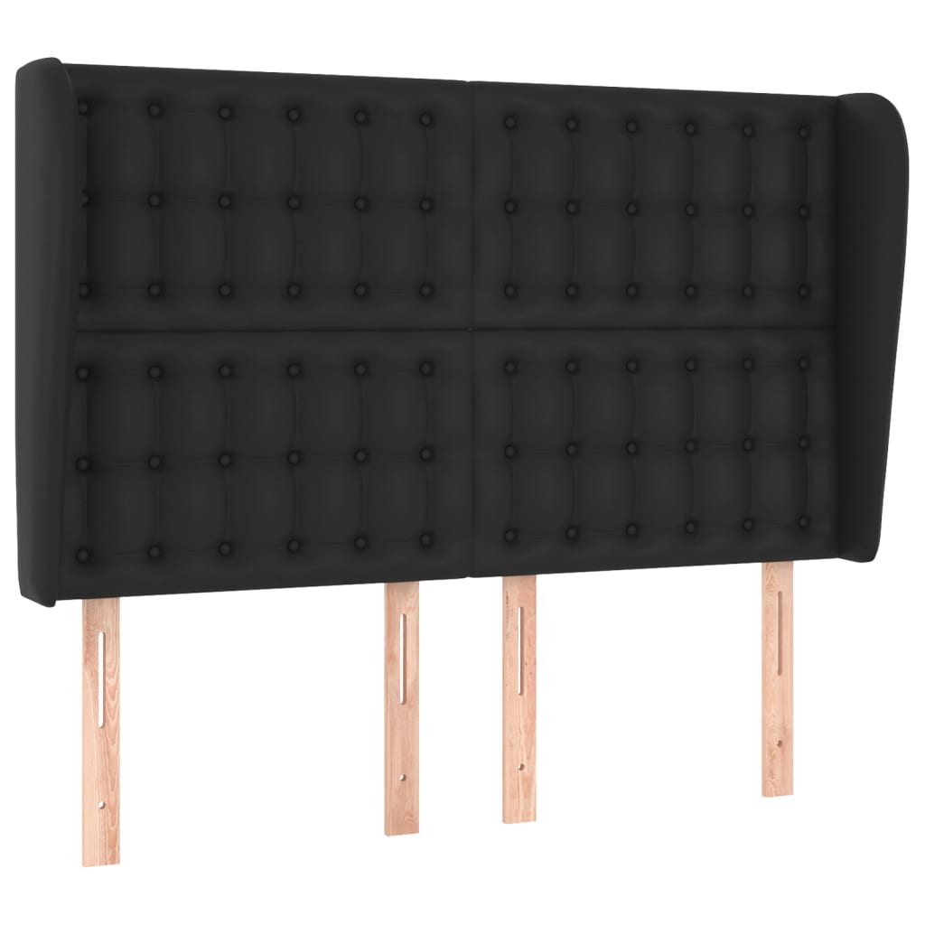 Headboard with Ears Black 147x23x118/128 cm Faux Leather