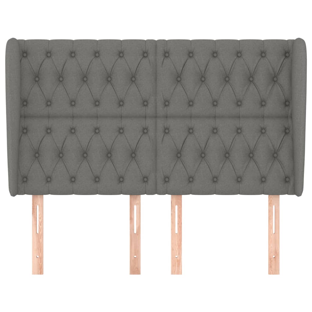 Headboard with Ears Dark Grey 147x23x118/128 cm Fabric