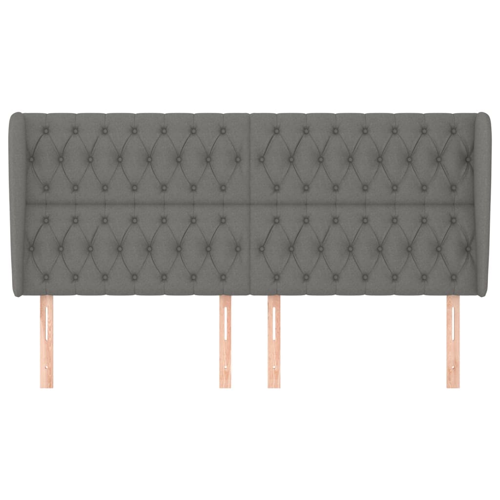 Headboard with Ears Dark Grey 203x23x118/128 cm Fabric