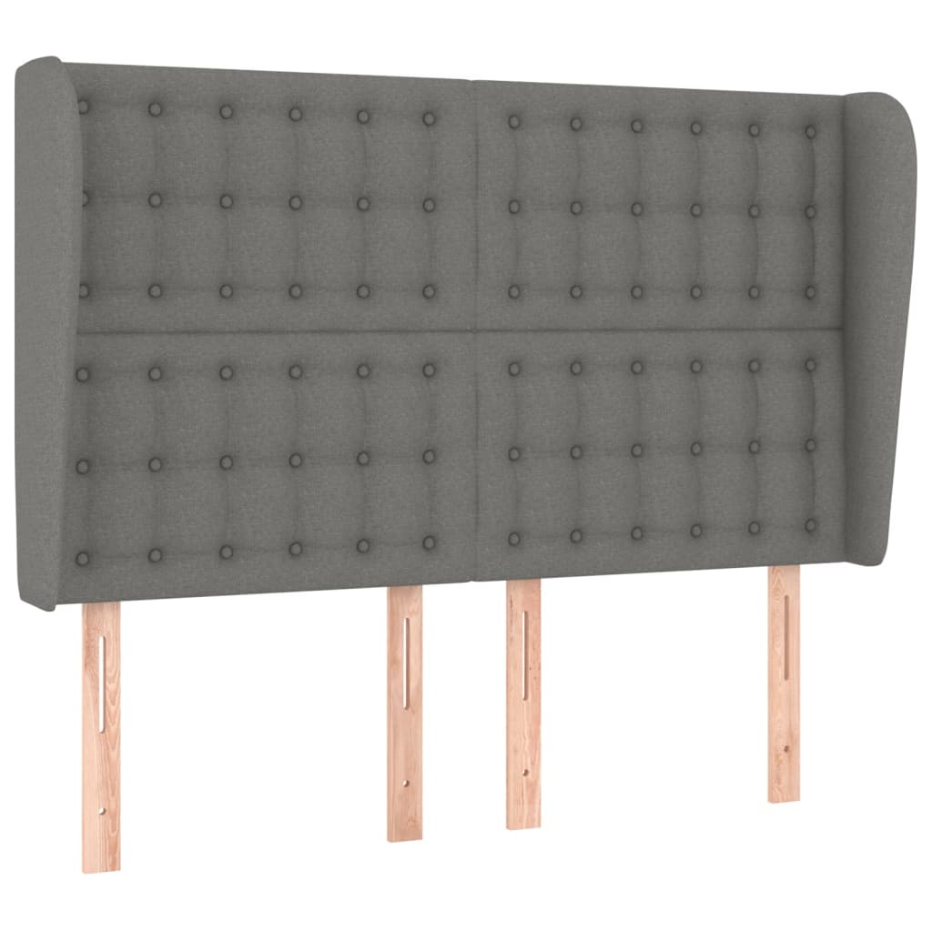 Headboard with Ears Dark Grey 147 cm Fabric