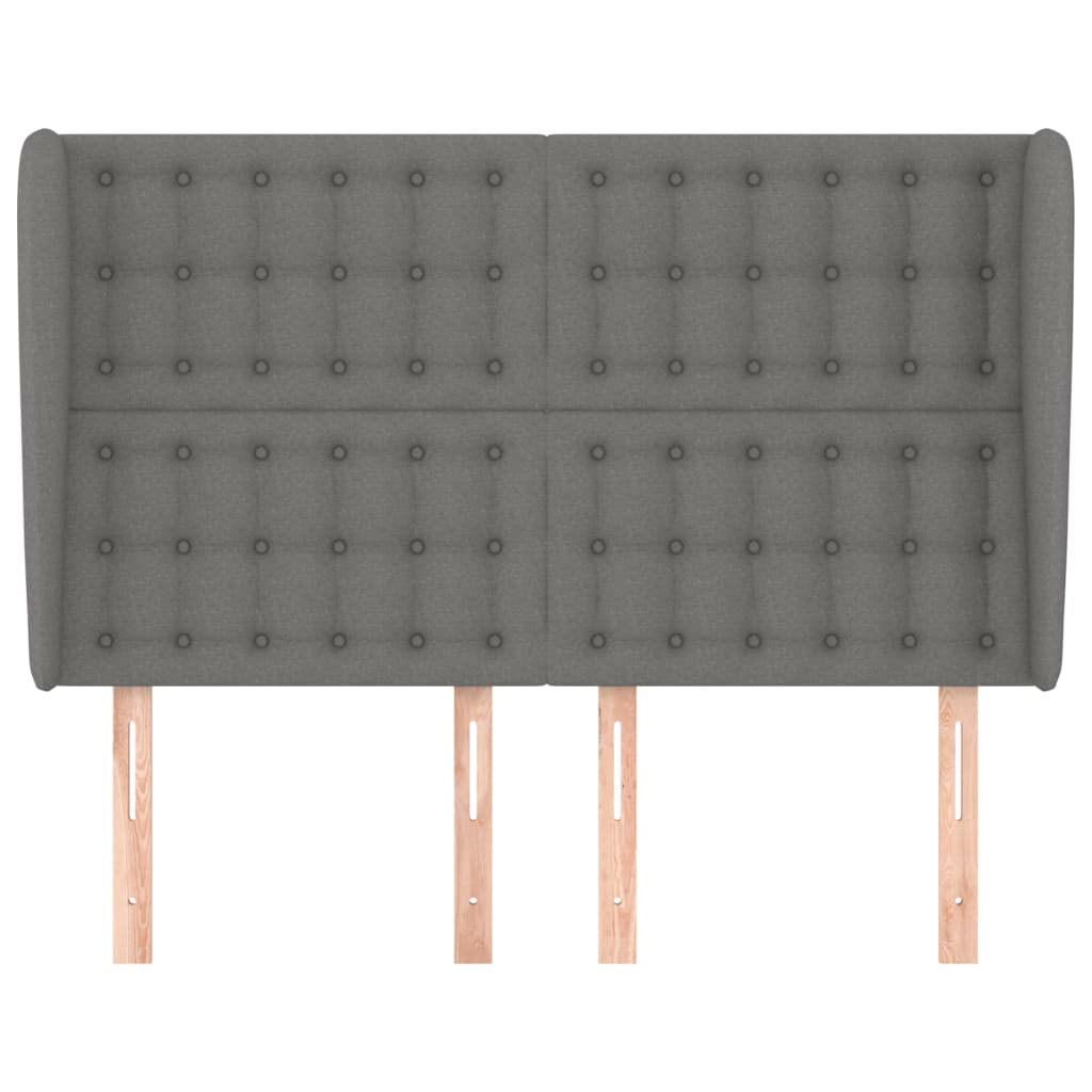 Headboard with Ears Dark Grey 147 cm Fabric