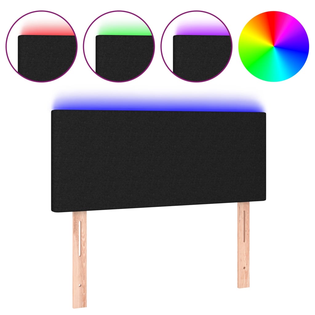 LED Headboard Black 100x5x78/88 cm Fabric