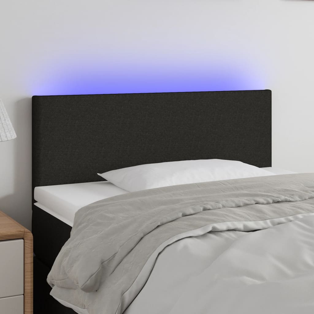 LED Headboard Black 100x5x78/88 cm Fabric