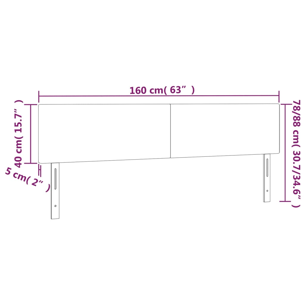 LED Headboard Black 160x5x78/88 cm Fabric