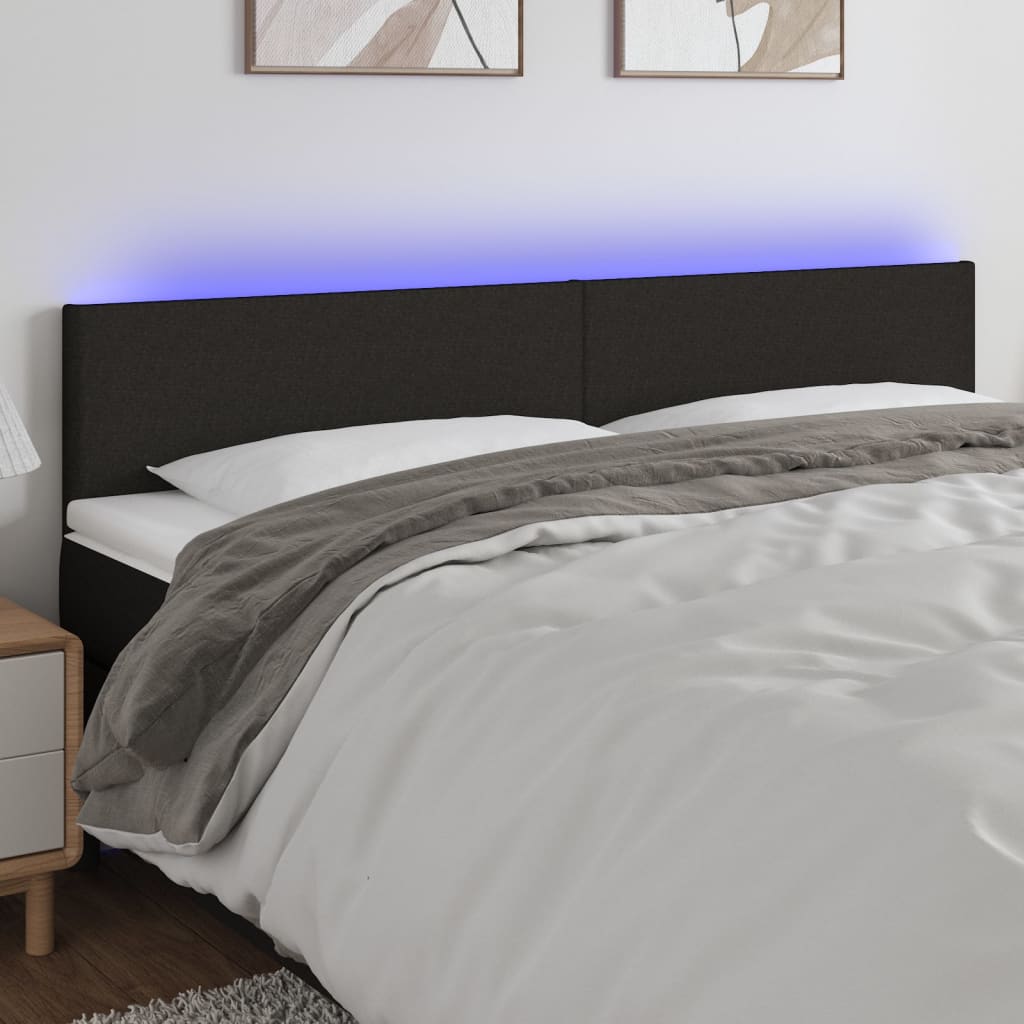 LED Headboard Black 160x5x78/88 cm Fabric