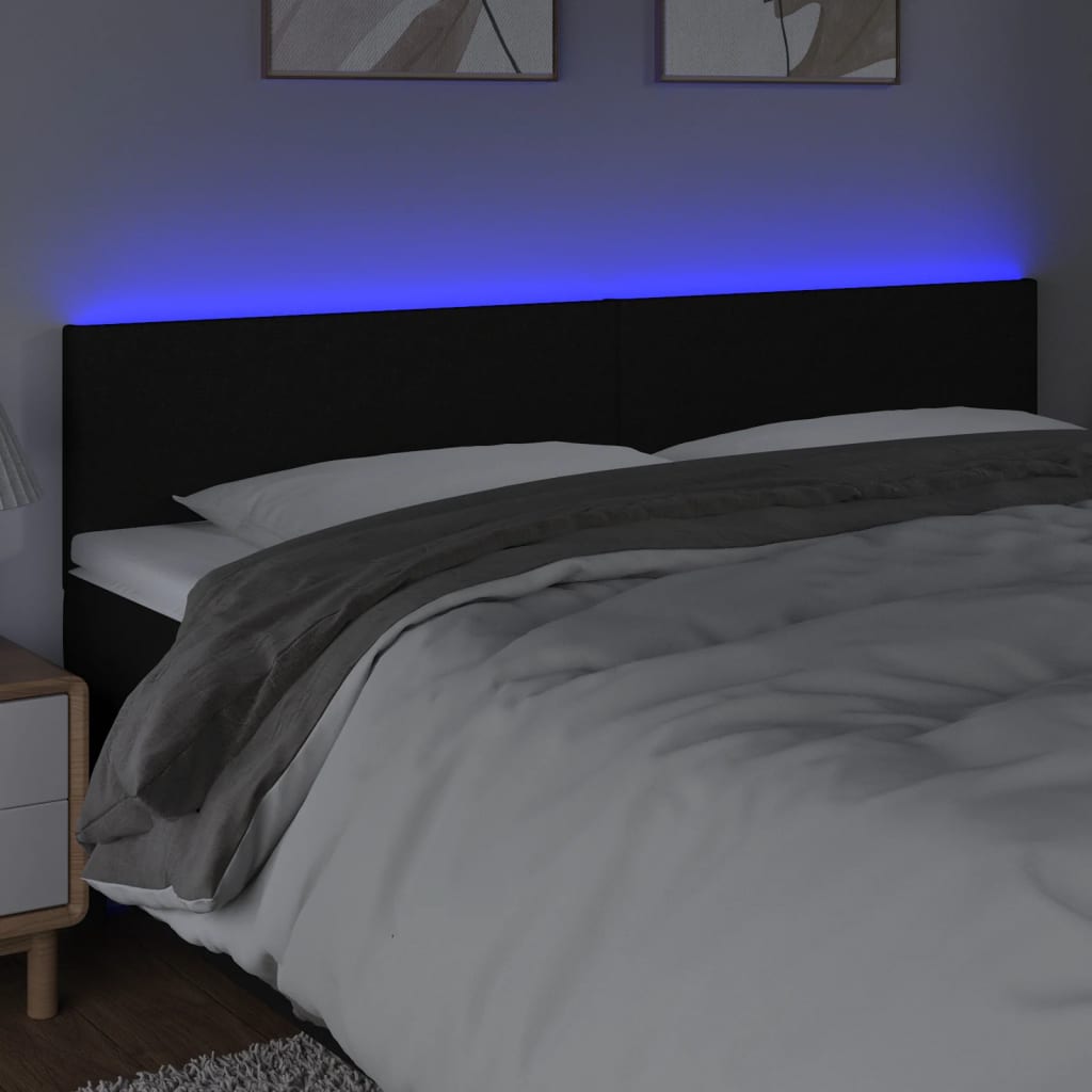 LED Headboard Black 200x5x78/88 cm Fabric