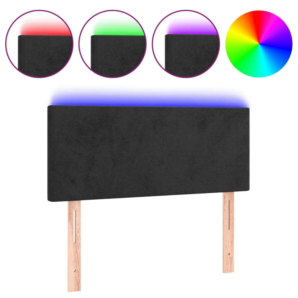 LED Headboard Black 100x5x78/88 cm Velvet