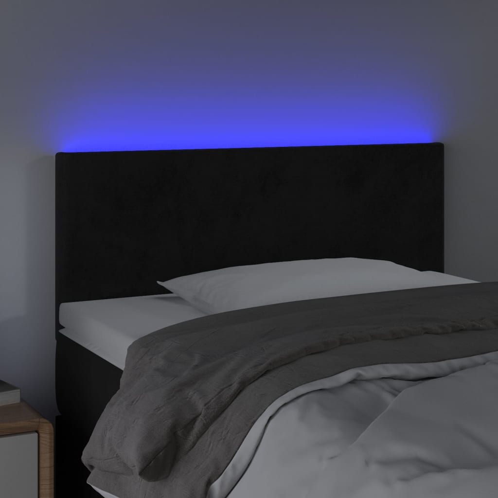 LED Headboard Black 100x5x78/88 cm Velvet