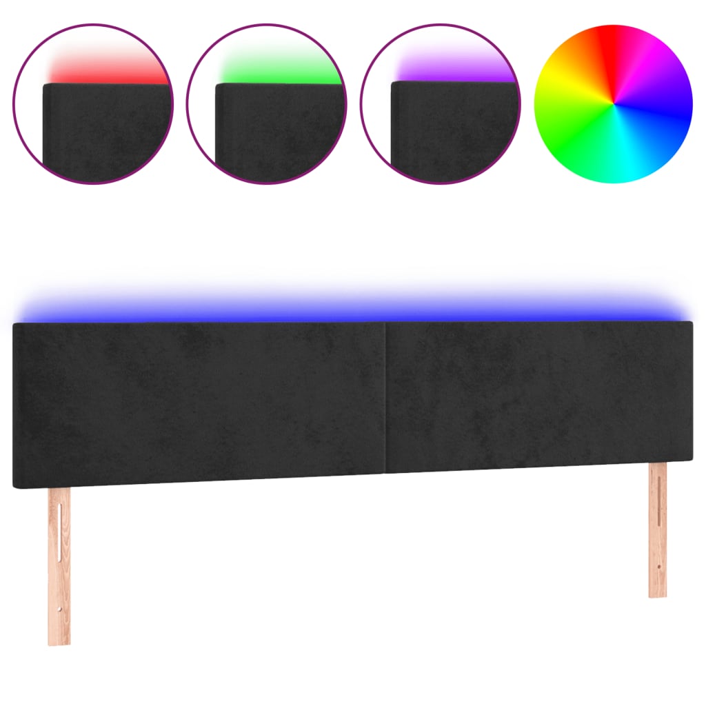 LED Headboard Black 160x5x78/88 cm Velvet