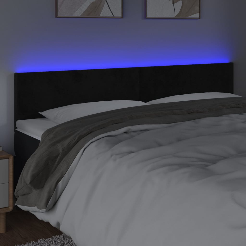 LED Headboard Black 200x5x78/88 cm Velvet