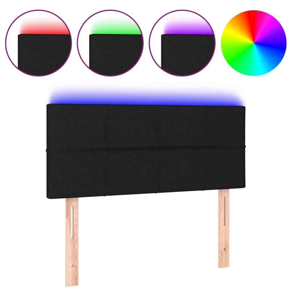 LED Headboard Black 100 cm Fabric