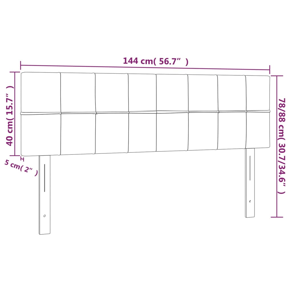 LED Headboard Black 144 cm Fabric