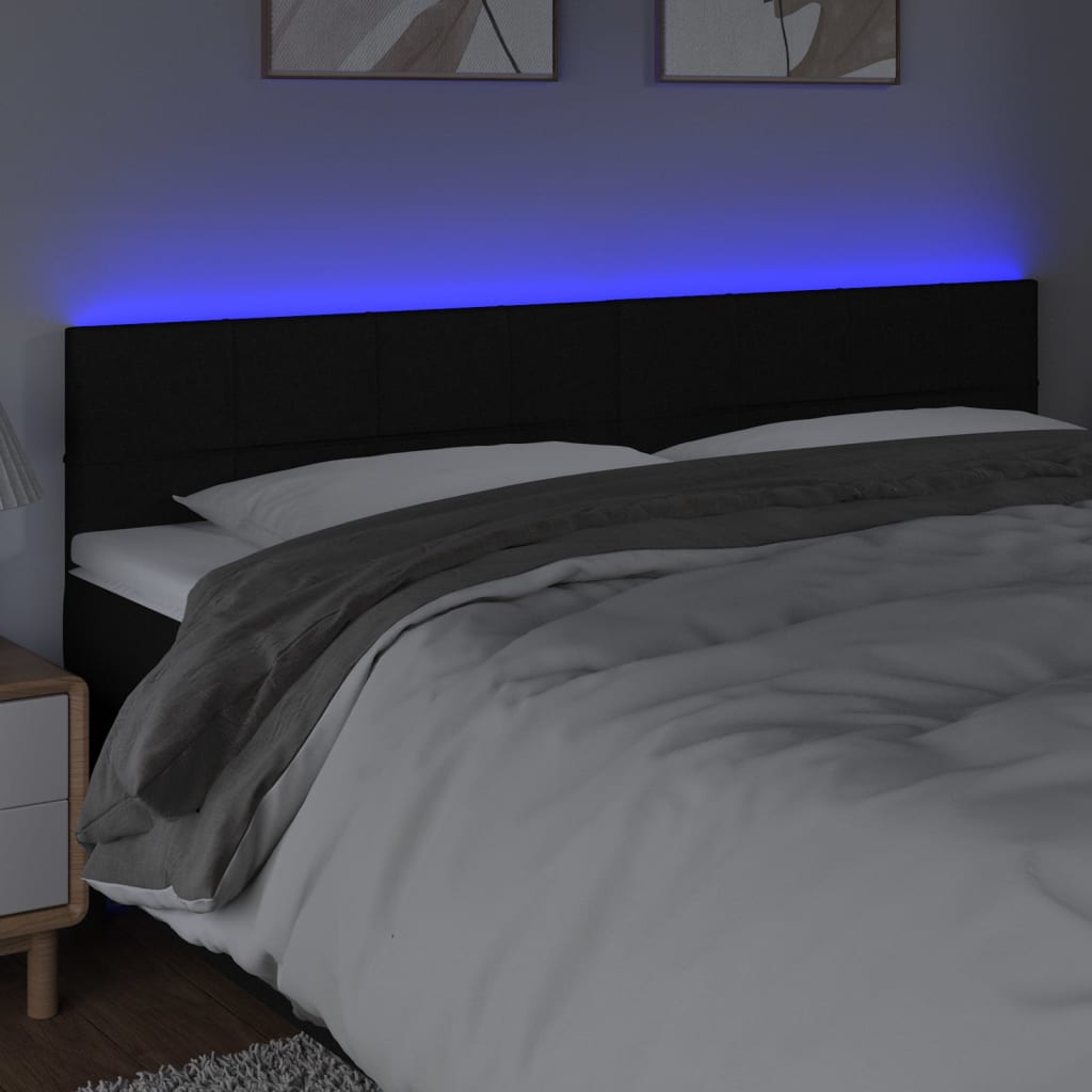 LED Headboard Black 160x5x78/88 cm Fabric