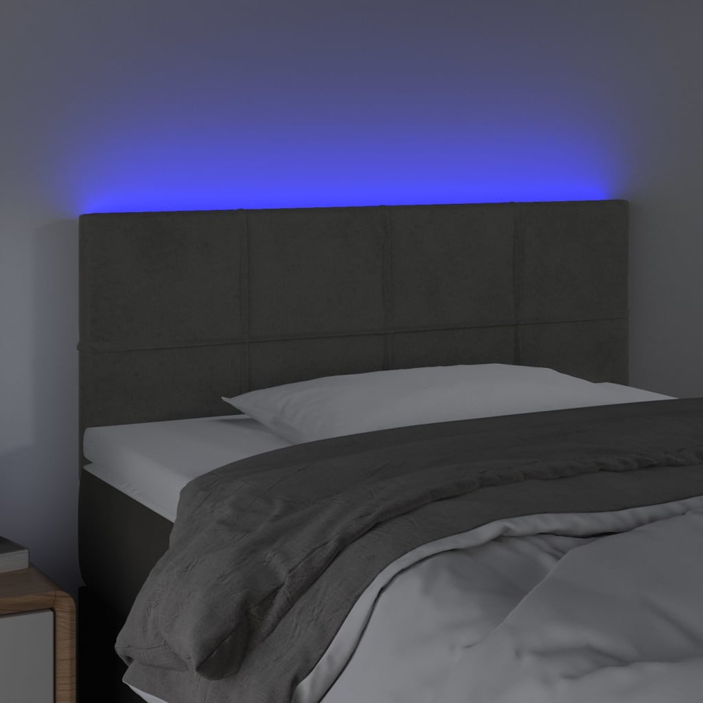 LED Headboard Dark Grey 100x5x78/88 cm Velvet