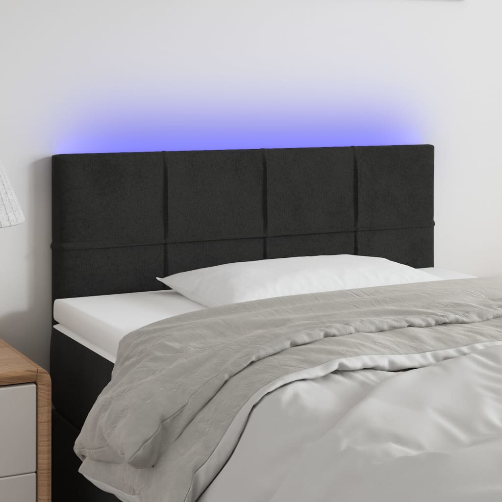 LED Headboard Black 100 cm Velvet